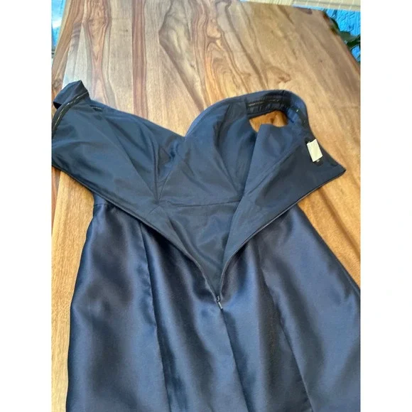 Alfred Sung Navy Midnight Blue Off The Shoulder Satin Gown Size 8 Evening Formal - Picture 15 of 15